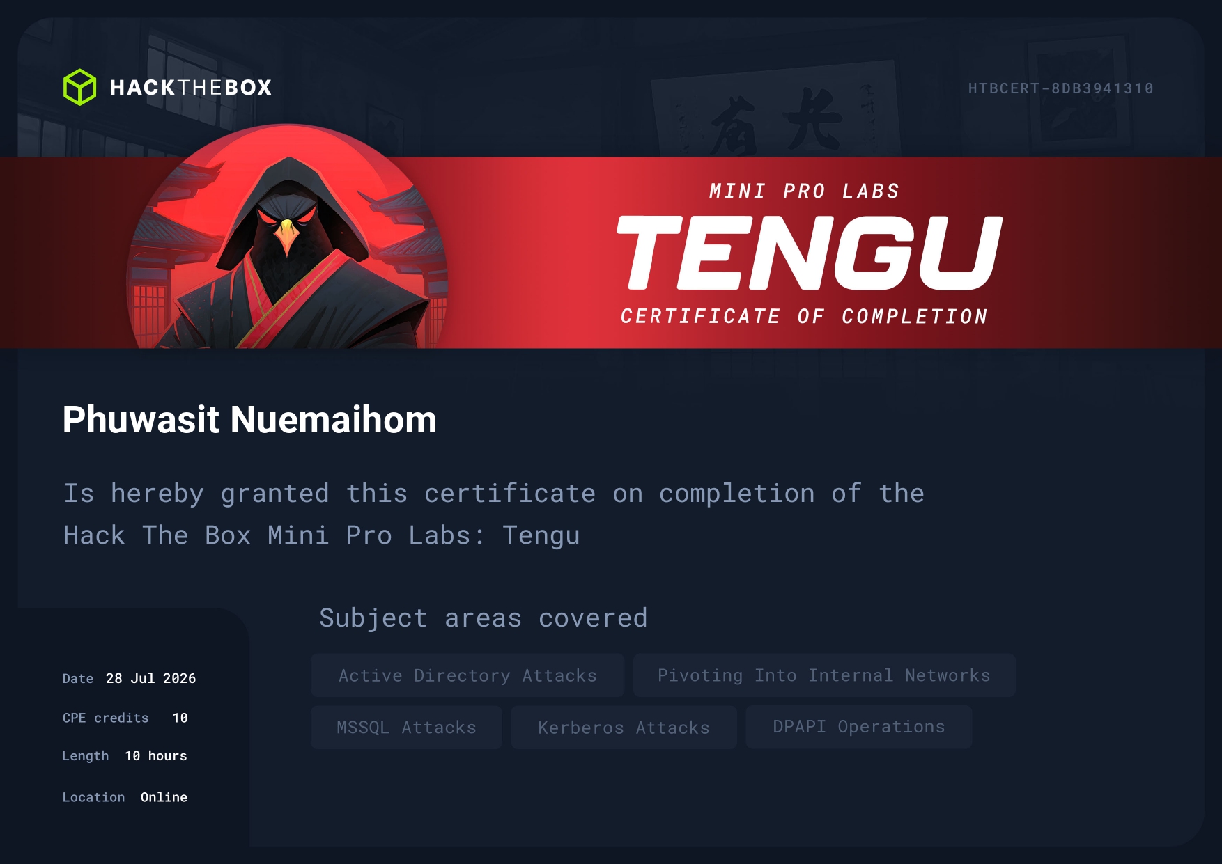 Tengu (HTB Mini Prolab) badge